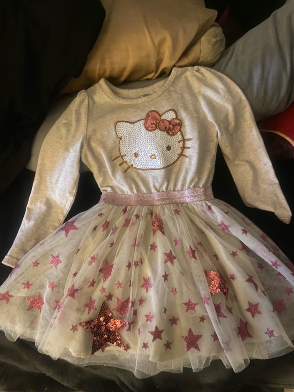 Hello Kitty Pink Sequin Star Tulle Dress - Kids
